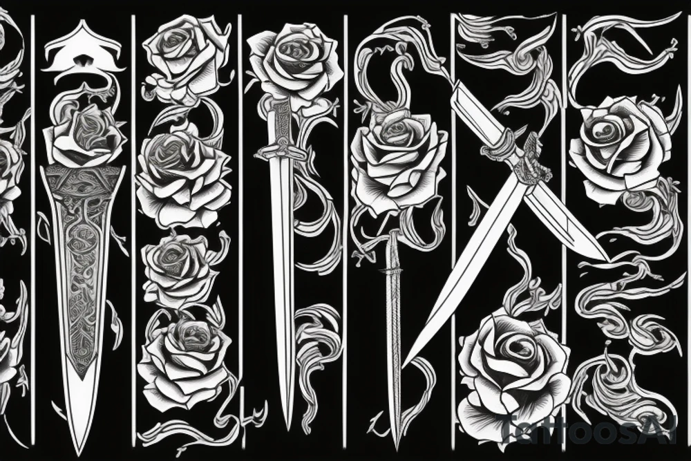 Rose sword katana tattoo idea