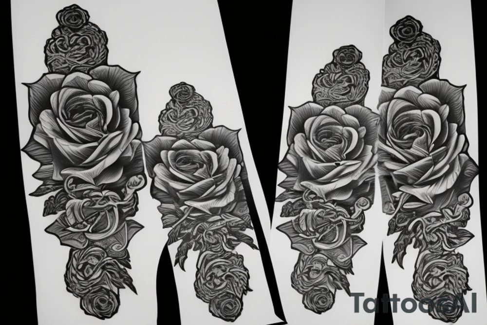 Rose sword katana tattoo idea