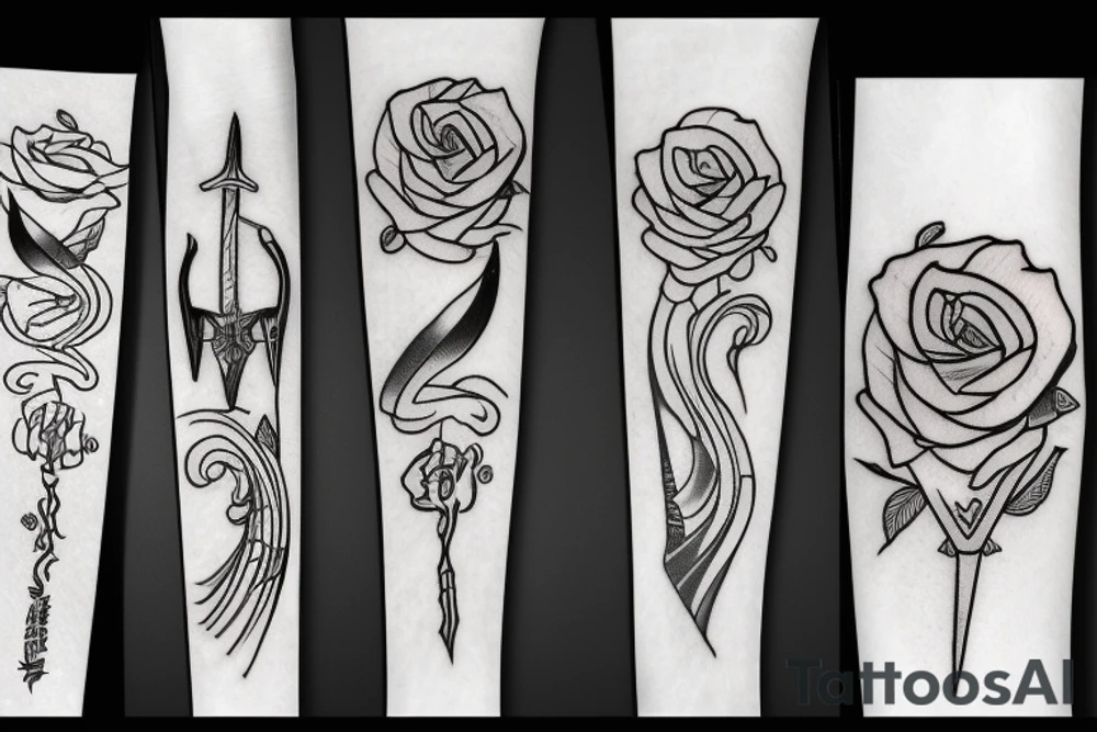 Rose sword katana tattoo idea