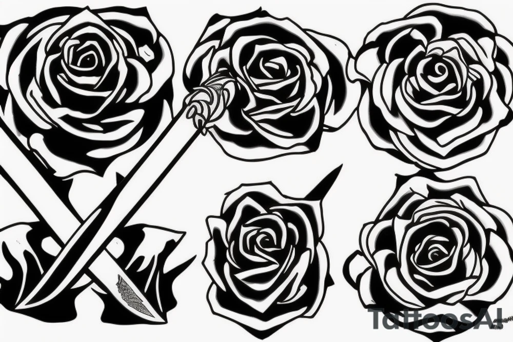 Rose sword katana tattoo idea
