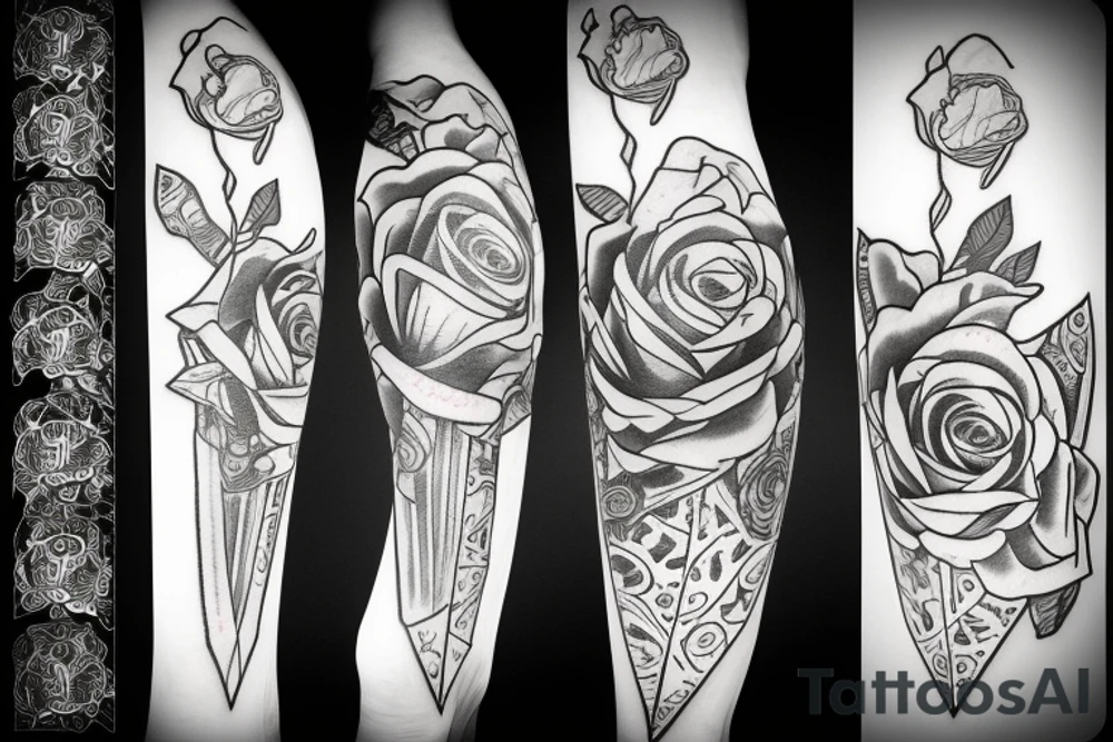 Rose sword katana tattoo idea