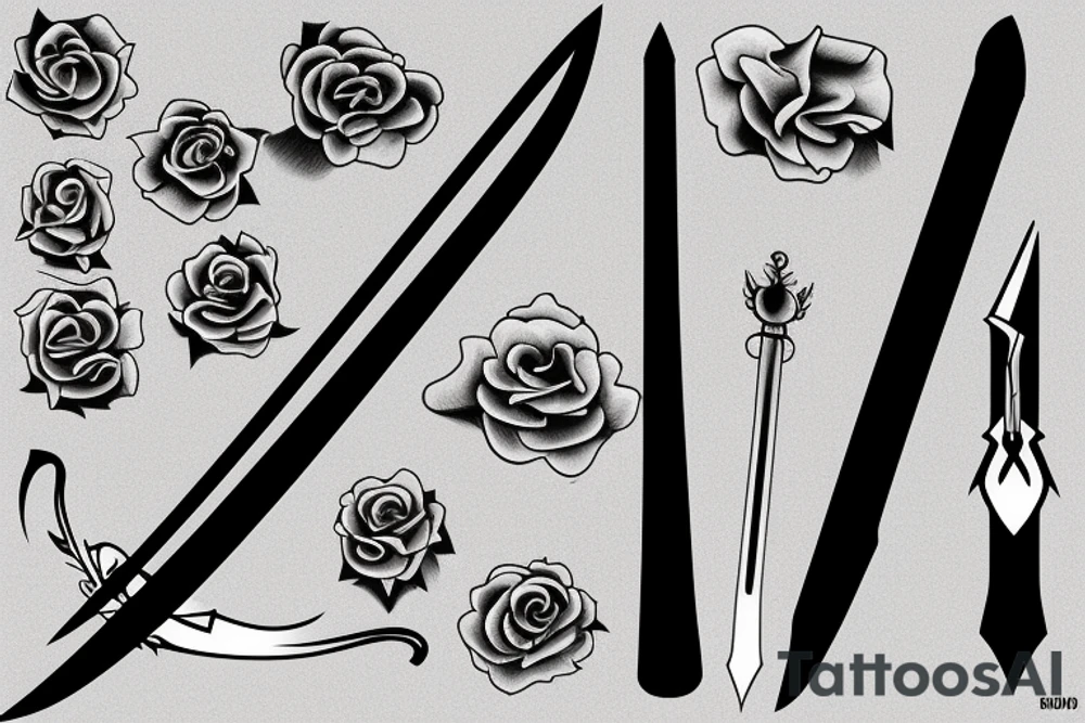 Rose sword katana tattoo idea