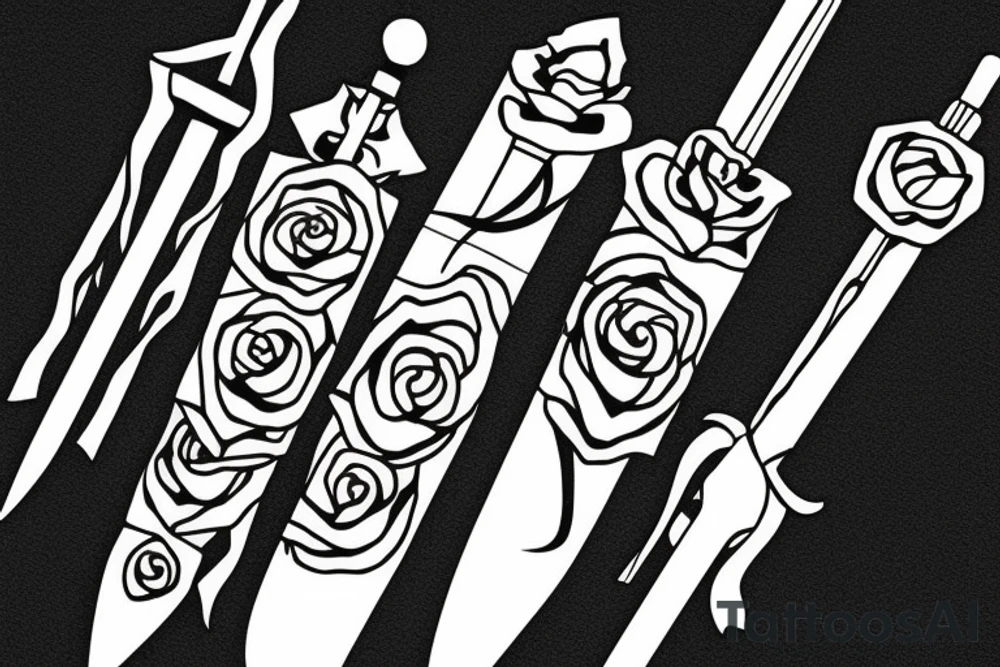 Rose sword katana tattoo idea
