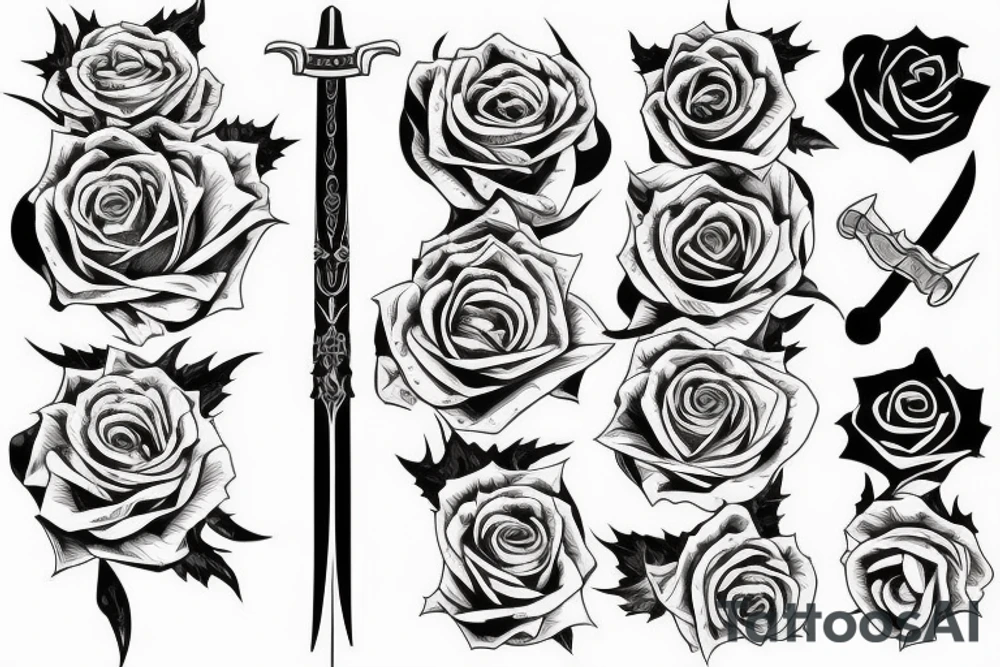 Rose sword katana tattoo idea