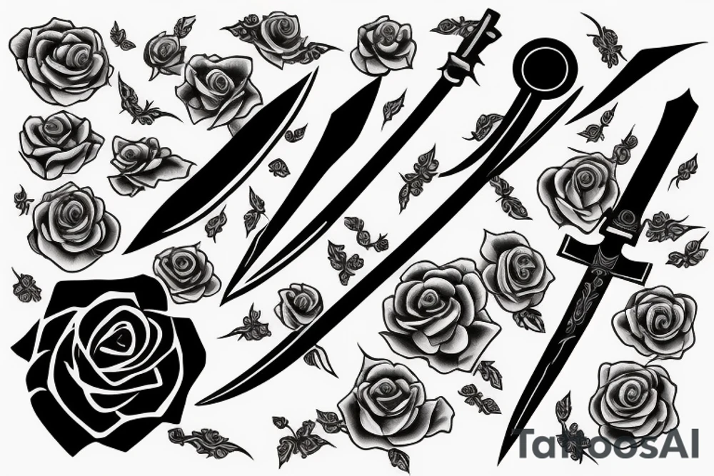 Rose sword katana tattoo idea