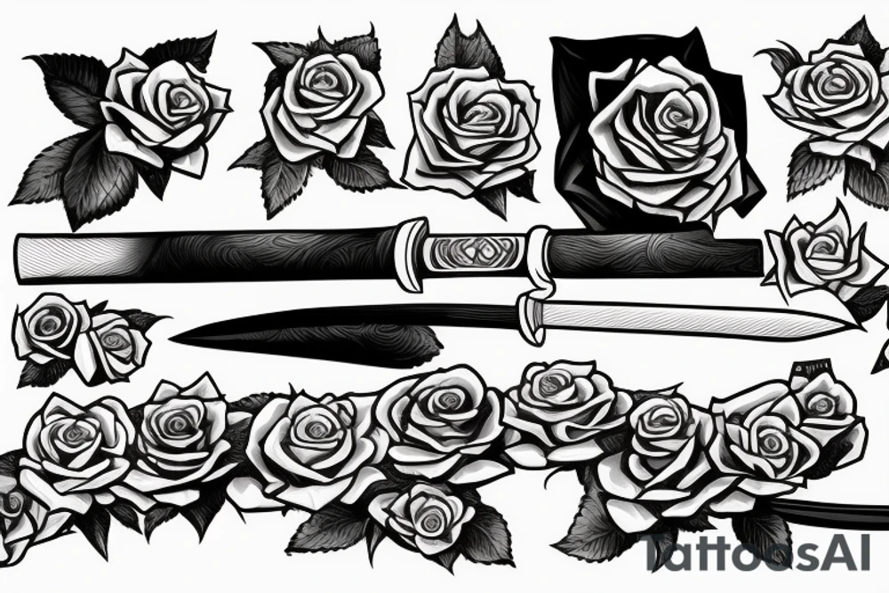 Rose sword katana tattoo idea