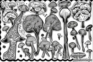 Giraffe with mushrooms growing out of it tattoo idea