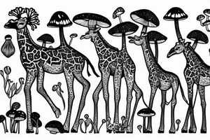 Giraffe with mushrooms growing out of it tattoo idea