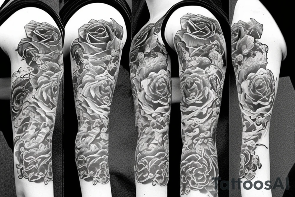katana rose tattoo idea