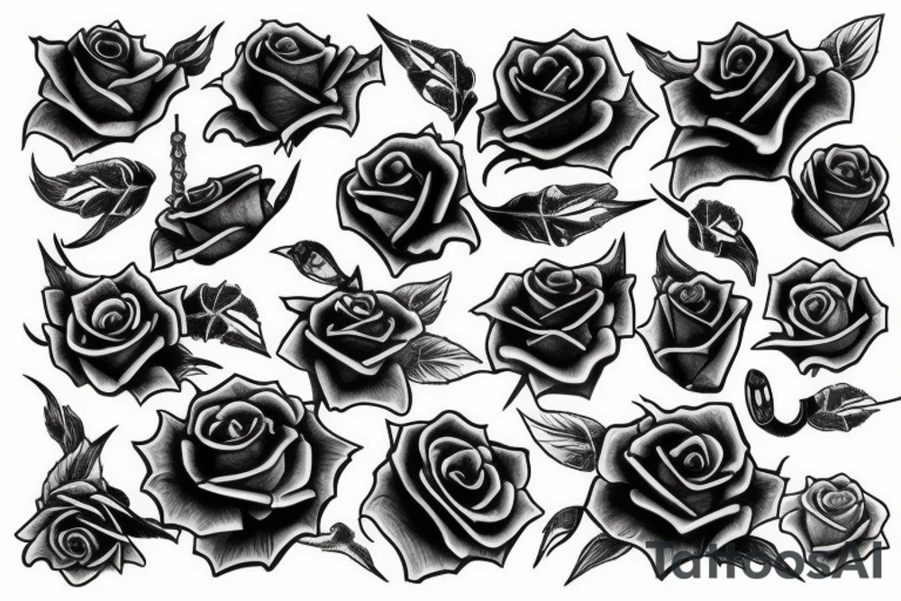 katana rose tattoo idea