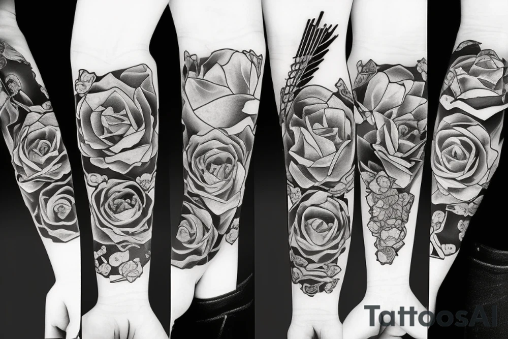 katana rose anime tattoo idea