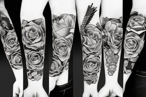 katana rose anime tattoo idea