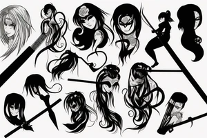 katana rose anime tattoo idea