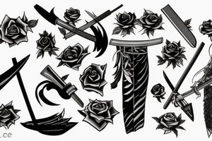 katana rose anime tattoo idea