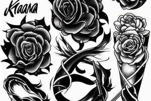 katana rose anime tattoo idea