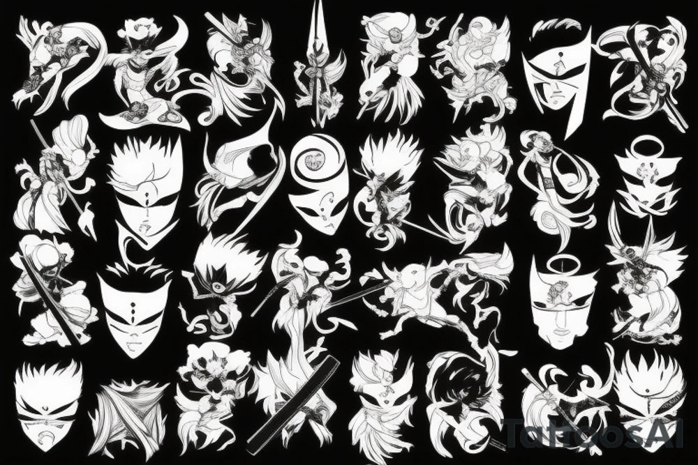 katana rose anime tattoo idea
