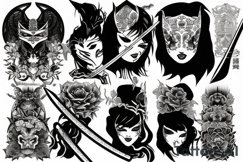 katana high quality tattoo idea