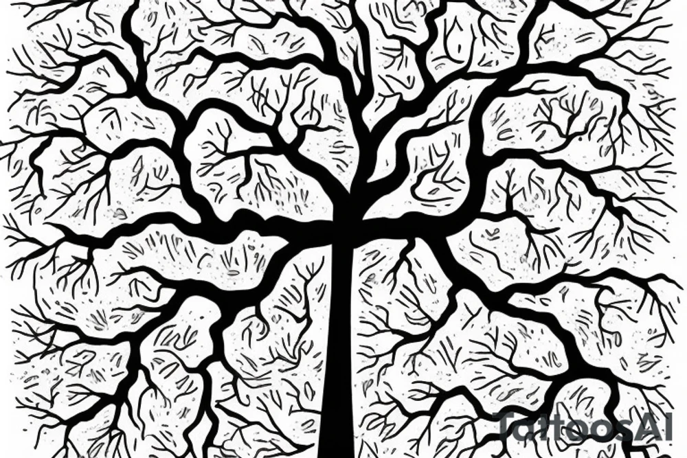 Tree with damage from axe tattoo idea