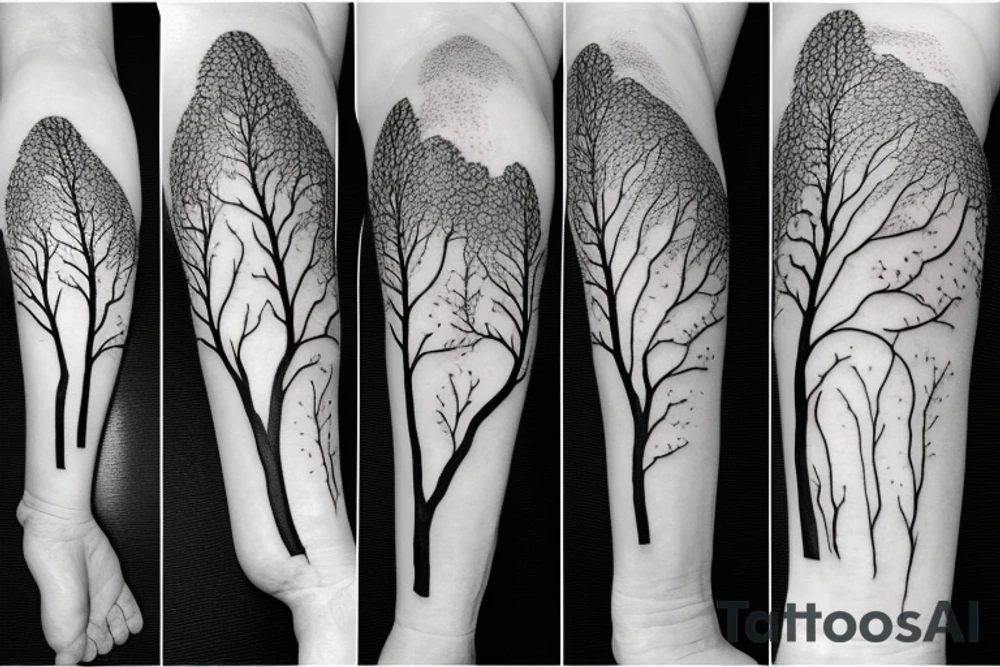 Damaged tree tattoo idea