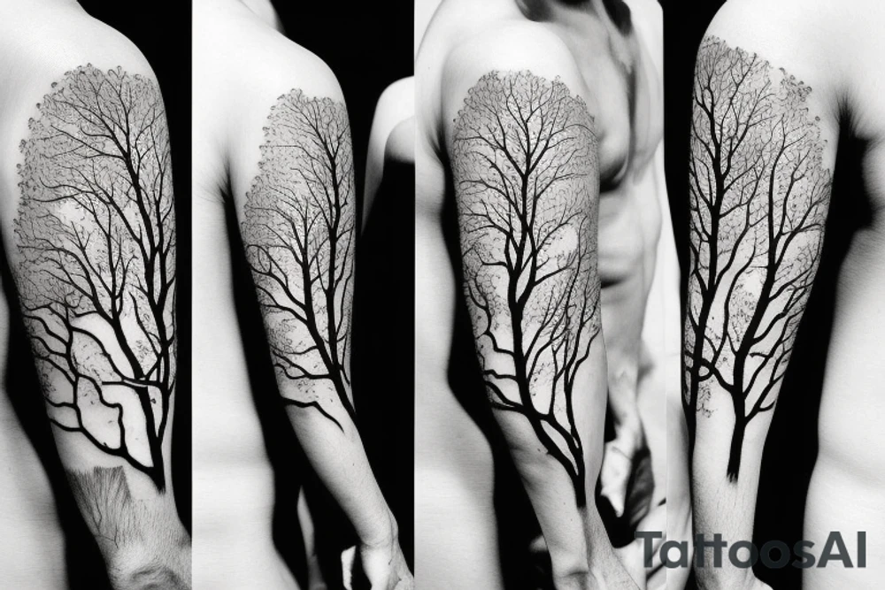 Damaged tree tattoo idea