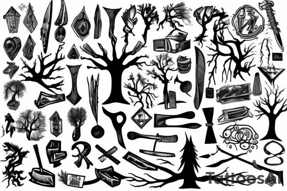 Tree and axe tattoo idea