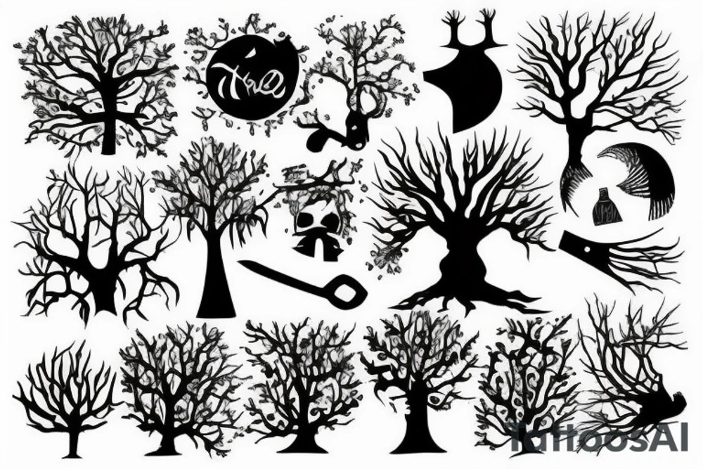 Tree and axe tattoo idea