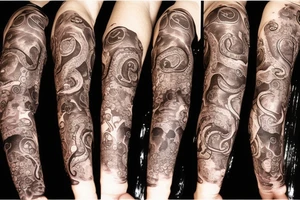 Octopus alien steampunk tattoo idea