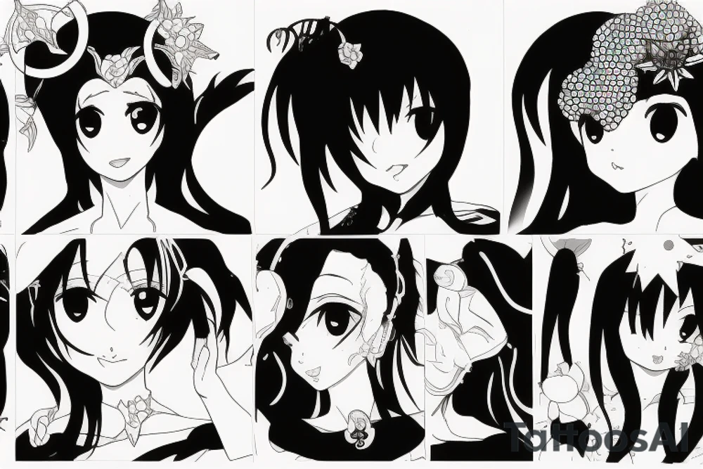 black magic anime girl tattoo idea