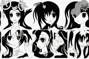 black magic anime girl tattoo idea