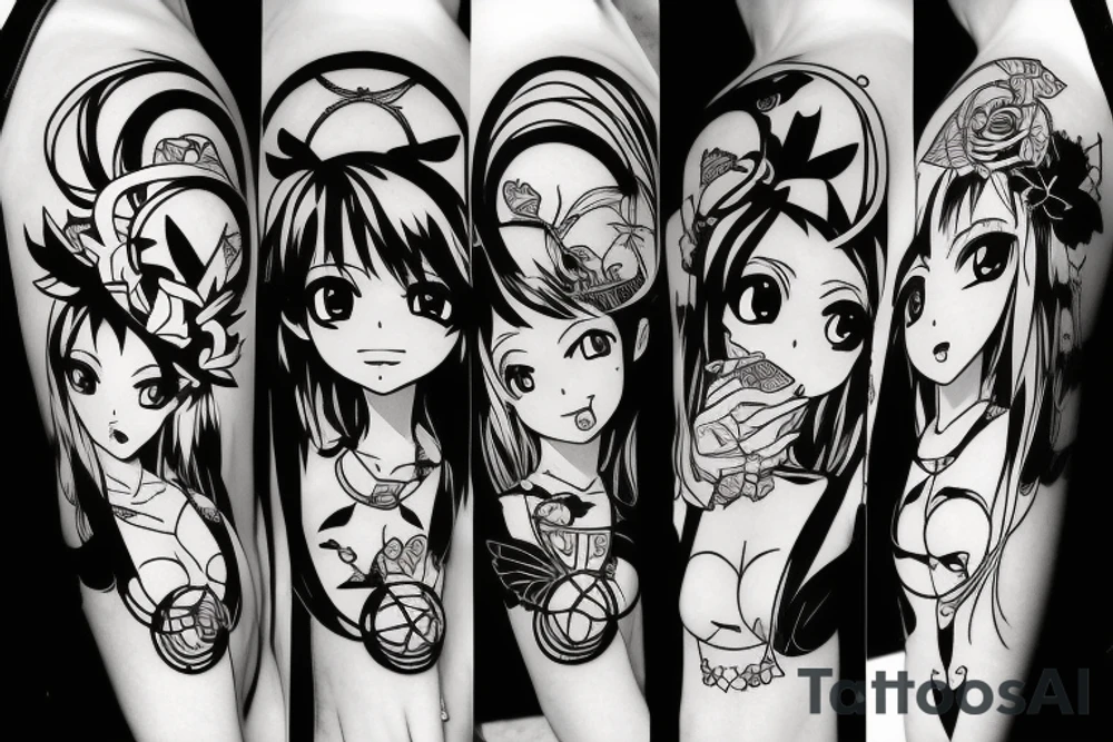 black magic anime girl tattoo idea