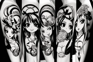 black magic anime girl tattoo idea