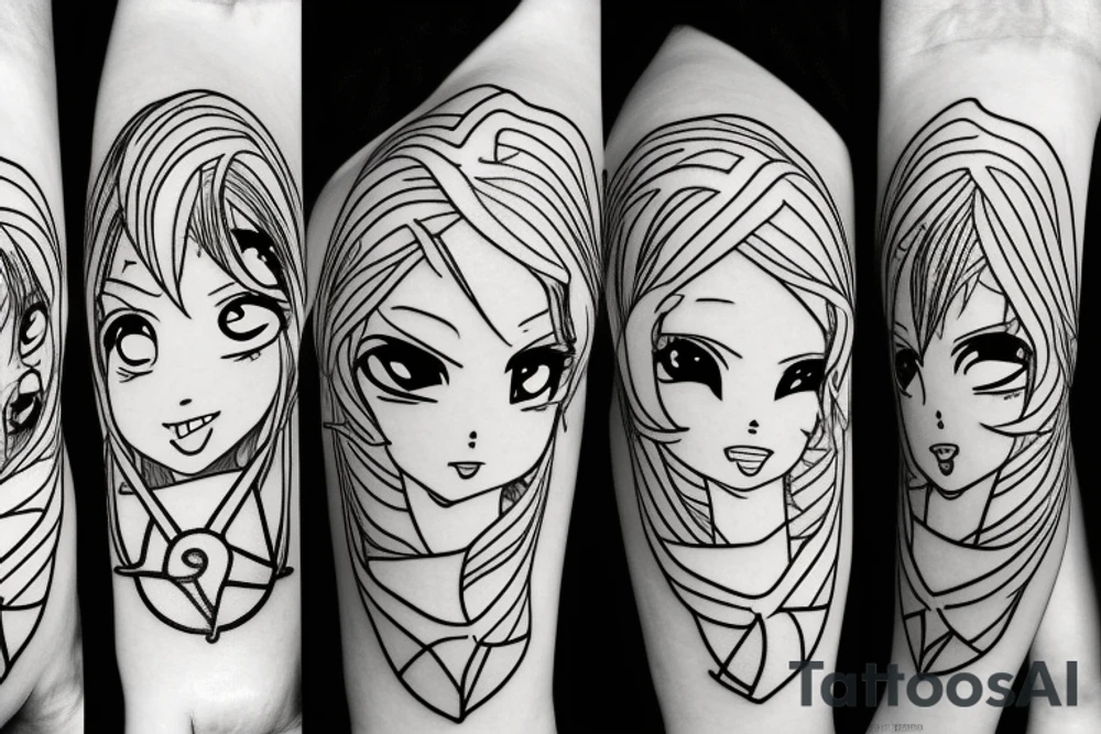black magic anime girl tattoo idea