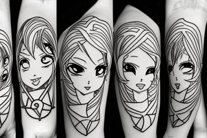 black magic anime girl tattoo idea