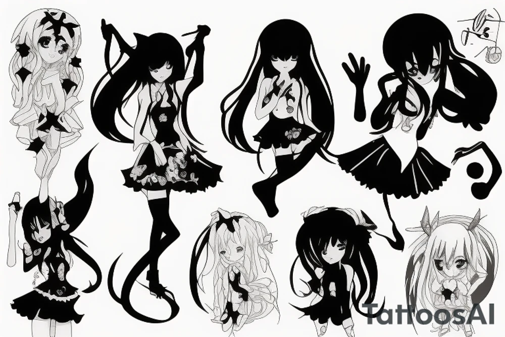 black magic anime girl tattoo idea