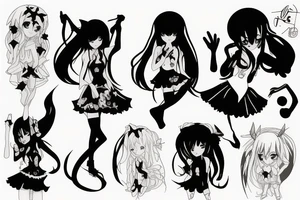 black magic anime girl tattoo idea