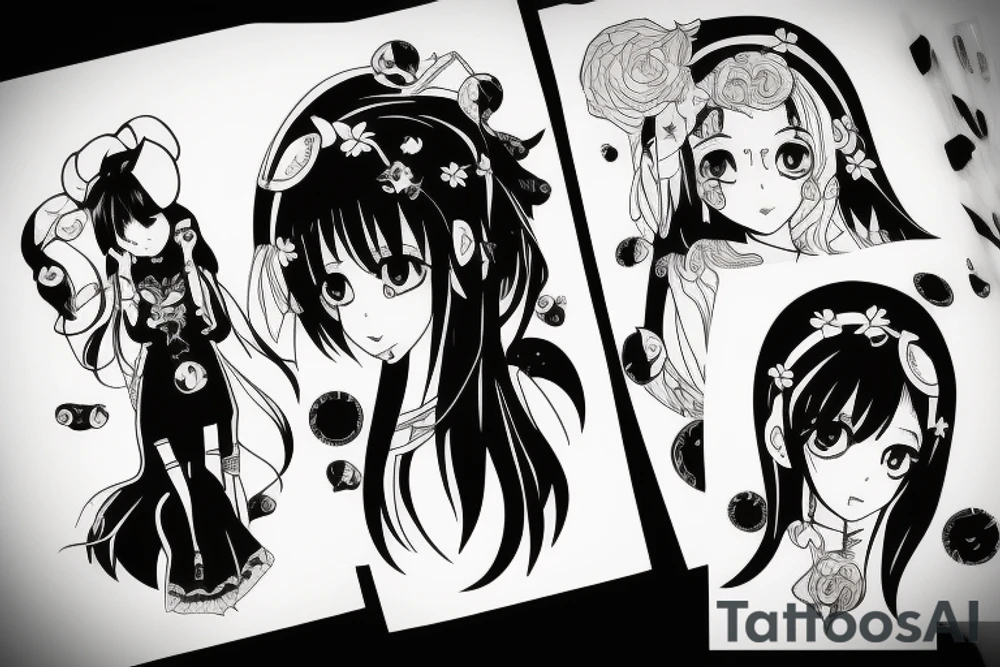 black magic anime girl tattoo idea