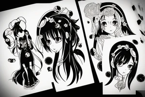 black magic anime girl tattoo idea