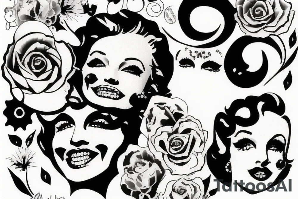 marlylin monroe smiling tattoo idea