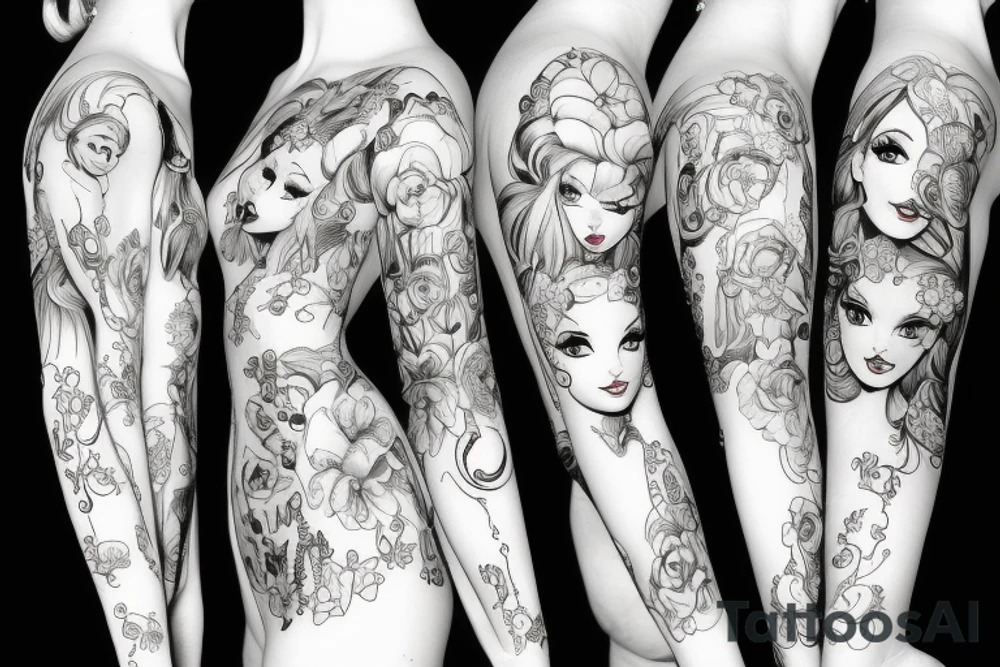 barbie doll girl tattoo idea