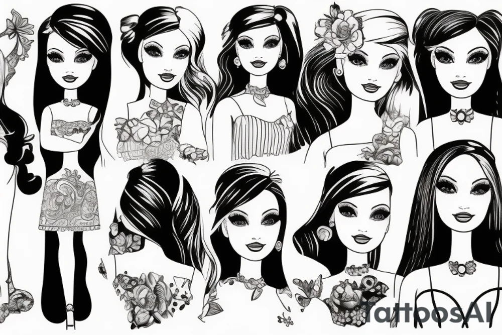 barbie doll girl tattoo idea