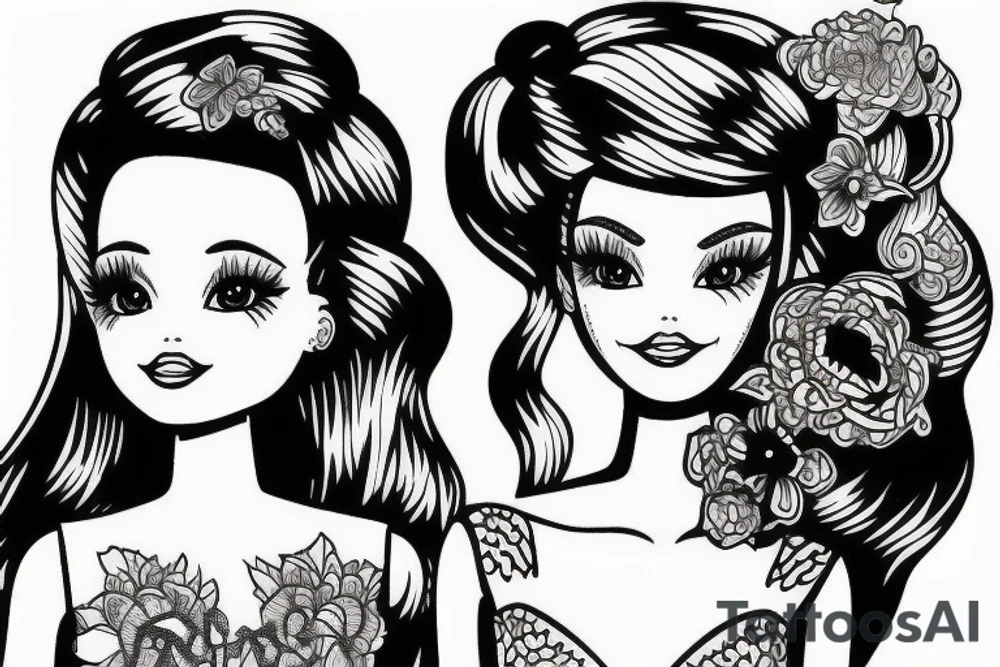 barbie doll girl tattoo idea