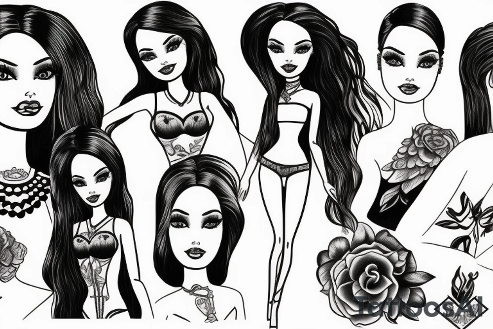 barbie doll girl tattoo idea