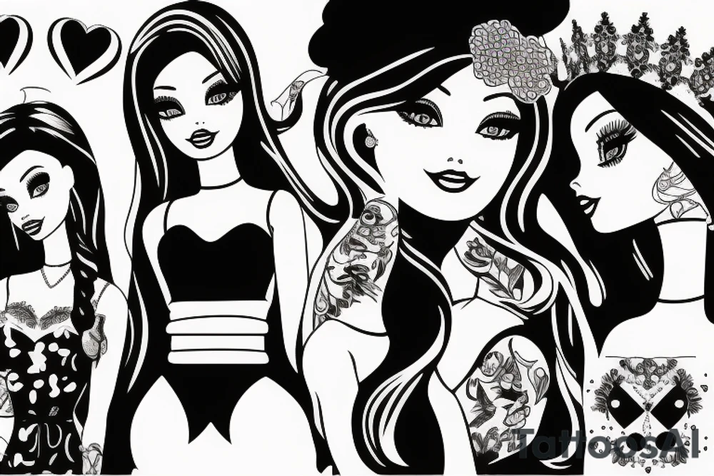 barbie doll girl tattoo idea