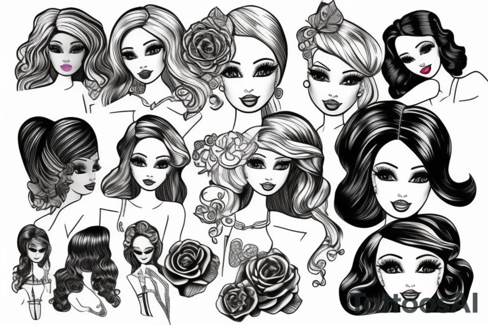 barbie doll girl tattoo idea