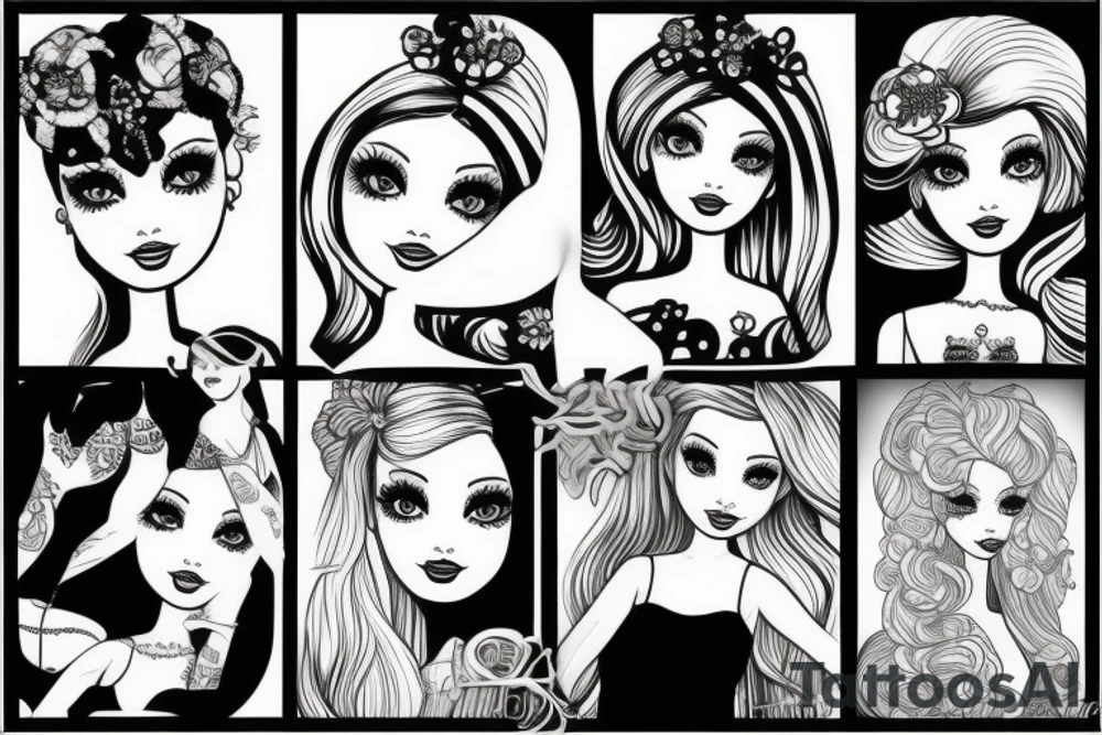 barbie doll girl tattoo idea