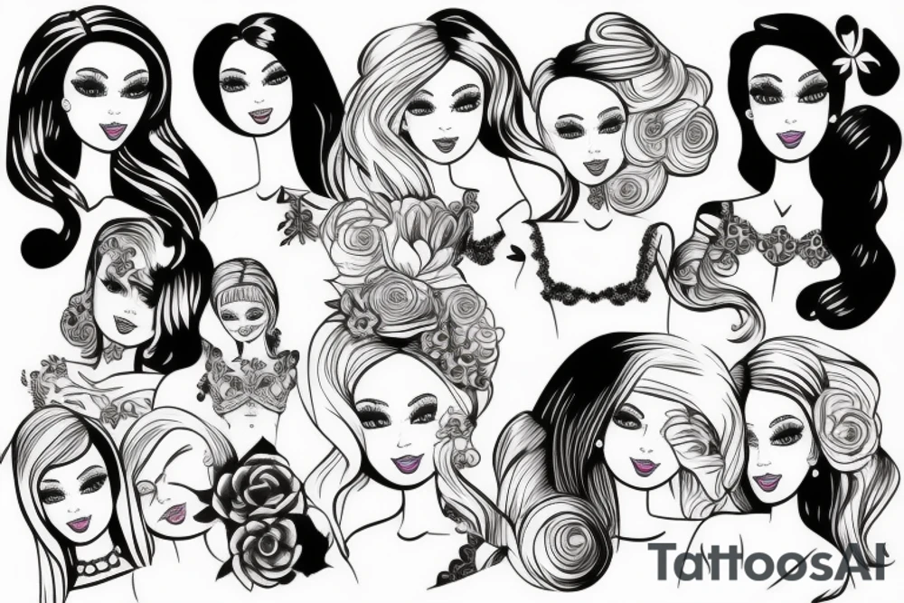 barbie doll girl tattoo idea