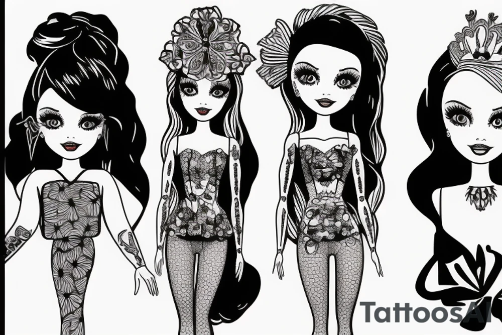 barbie doll girl tattoo idea