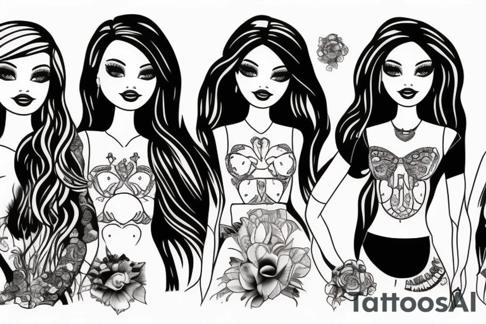 barbie doll girl tattoo idea