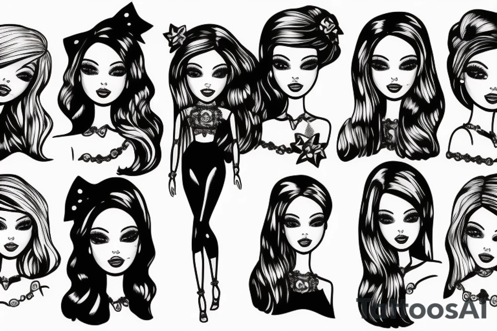 barbie doll girl tattoo idea