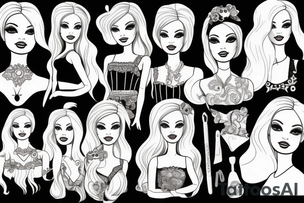barbie doll girl tattoo idea